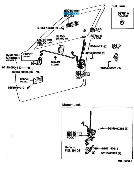 OEM TOYOTA 82-90 LAND CRUISER PUERTA DELANTERA IZQUIERDA MANIJA EXTERIOR 69220-90A00 GENUINO Foto 2 de 4