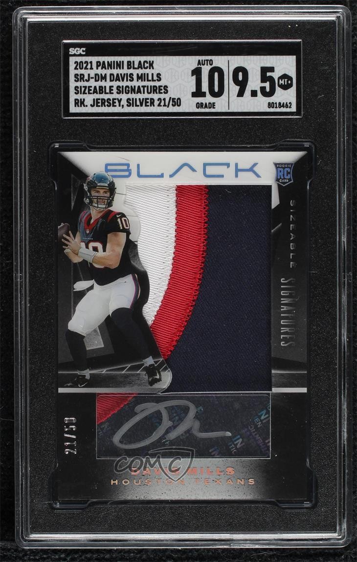 Davis Mills Panini Black Sizeable Signatures Rookie Jersey #SRJDM Silver
