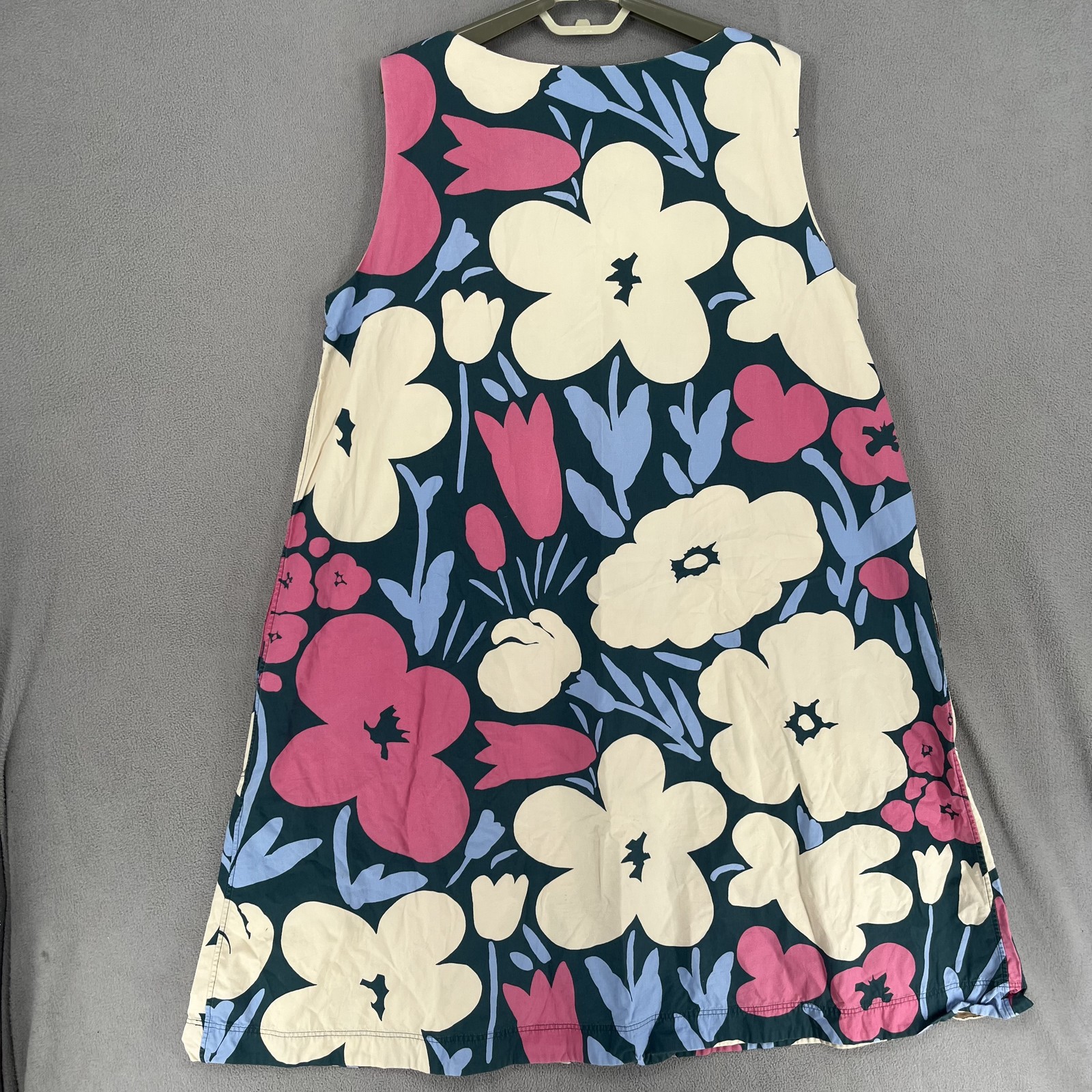Marimekko Dress Womens Large Green Pink Beige Uniqlo Shift Floral Sleeveless thumbnail 3