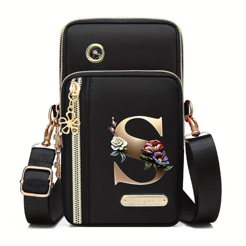 Women's Nylon Letter Print Messenger Bag Small Crossbody Phone Shoulder Bag
