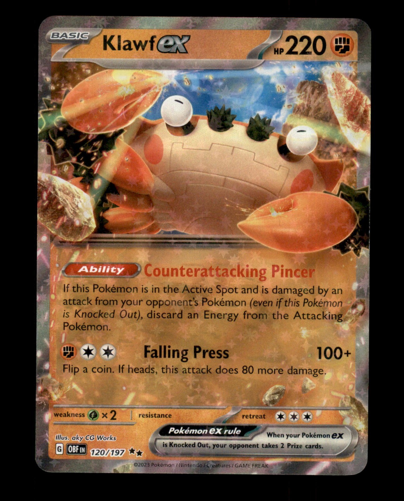 Klawf ex 120/197 Holo - Pokemon SV03: Obsidian Flames