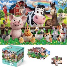 Jumbo Floor Puzzle for Kids,48 Pieces Farm Animals Puzzles for Toddlers Poultry