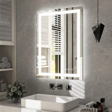 24x32 Inch LED Bathroom Mirror with Anti-Fog & Memory Function - Dual Lightin...