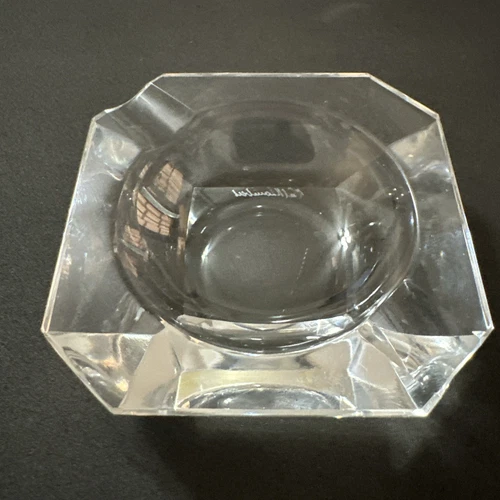 Vintage Val St. Lambert Clear Crystal Square Ashtray Made in Belgium 3”