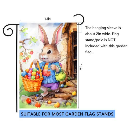 Easter Garden Flag 12x18 Inch Double Sided Happy Easter Bunny Garden Flag Eas... - Picture 7 of 9