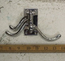 Solid brass POLISHED CHROME finish coat hook Rustic hat and coat hooks vintage