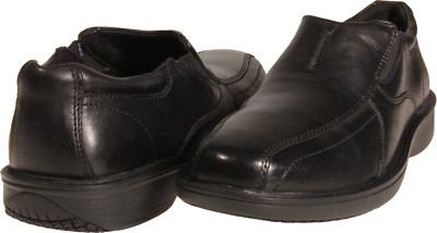 Clarks Wader Twin Mens Slip Resistant Loafer Black Leather US Size 9.5 WIDE