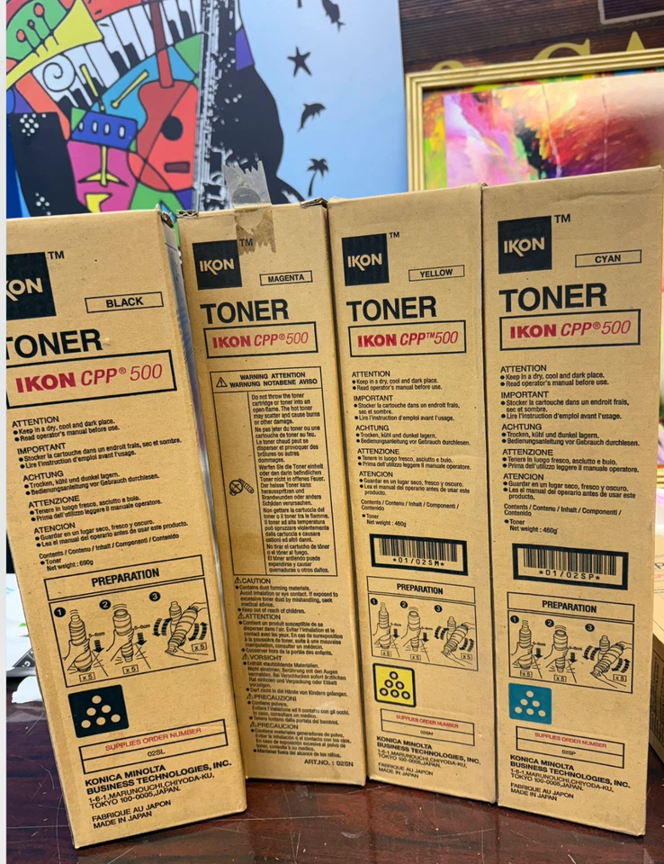 4 X Nuevo Genuino Ikon CPP 500 Tóner Negro/Magenta/Cian y Amarillo Copiadora Foto 2 de 4