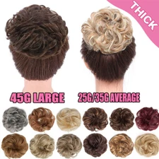 Curly Chignon Messy Bun Wrap on Ponytail Hair Extensions Thick Updo Hairpiece US