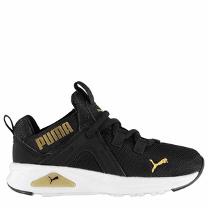 girls black and gold trainers