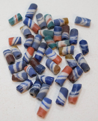 Beads African Pink Blue Sandcast Tube Beads 10mm - 15mm