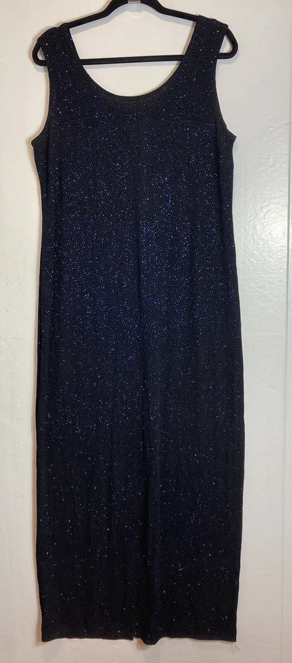 Vintage Onyx Nite Whimsigoth Shimmer Gown Sz 16 Black Blue Glitter Fairy Grunge - Image 2 of 4