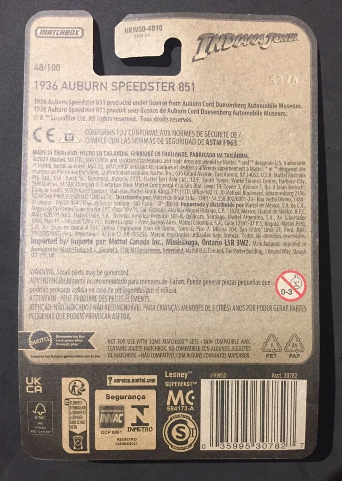 MATCHBOX 2023 - 1936 AUBURN SPEEDSTER 851 INDIANA JONES NEAR MINT VHTF CARD GOOD - Image 4 of 4