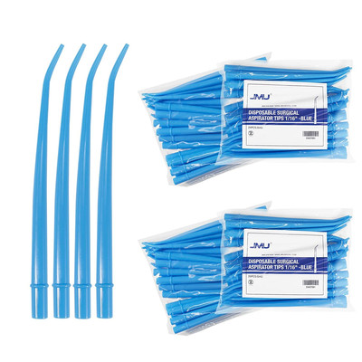 100 Pcs Dental Surgical Aspirator Tips 1/16'' Blue, Pack of 25, 4 Packs