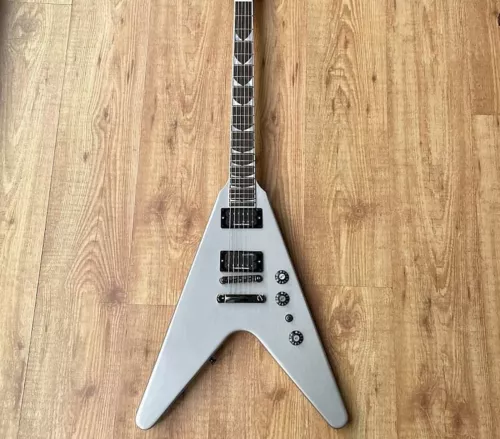 Dave Mustaine Flying V Electric Guitar EXP Silver Metallic Fast Ship 6String JU