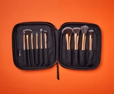 Beauty Pie Luxury Makeup Brush Collection - Ten Full-Sized Brushes Gold w/ Case