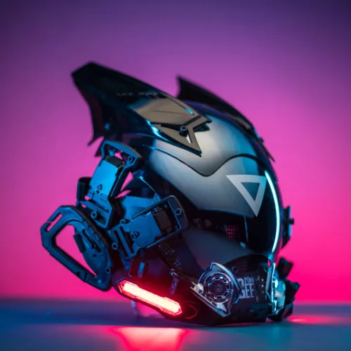 NEW Cyberpunk Helmet Mask with Light Halloween Helmet Cosplay Cyberpunk Costume - Picture 4 of 11