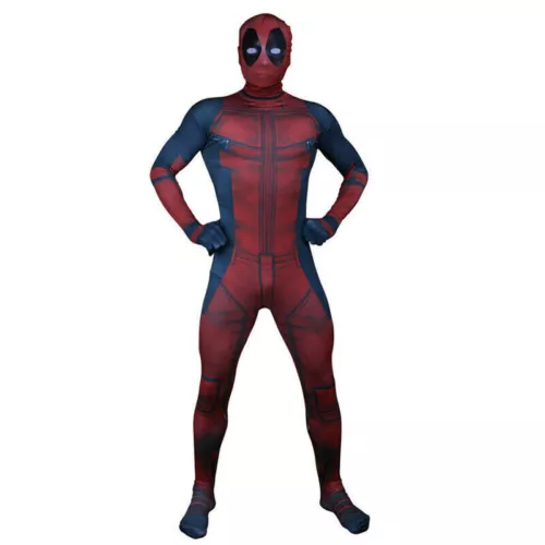Adult Kids Deadpool Costume Cosplay Zentai Bodysuit Suit Mask Halloween Jumpsuit - Picture 17 of 19