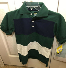 Sunshine School Uniform Hunter Green/Navy/White Rugby style polo Youth Medium