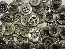 Industrial Rim European Metal Button Antique Silver Finish 15mm 18mm 5/8" 4hole 