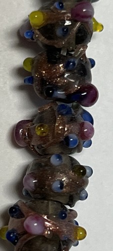 FANCY GLASS BEADS 8mm With Gold Foil Rondel 74 Total Hand Made Beads - Picture 2 of 15