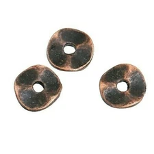 50 Antiqued Patina Copper 6mm Smooth Wavy Rondelle Heishi Spacer Beads