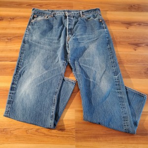 Levi's Mens 501 Button Fly Straight Leg Blue Jeans Size 42x36 100% Cotton |  eBay
