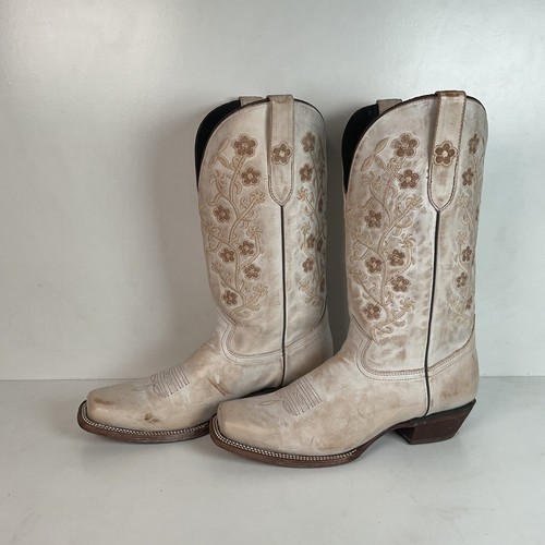 J. B. Dillon Reserve Floral Cowgirl Boots — Chalk White — Women’s 12 B