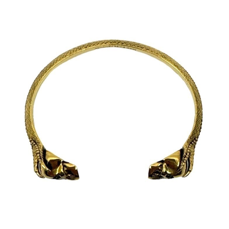 Alexander McQueen Bracelet Bangle Gold Twin Skull Brass | eBay
