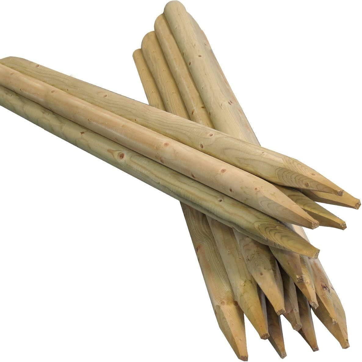 4wire Wood Post round 1.8 x 75mm (6ft). 4 pack
