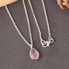 Pear Cut Rose Chalcedony 925 Sterling Silver Pendent Necklace Gift For Daughter