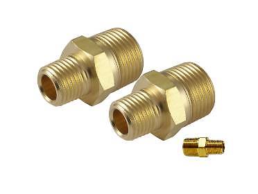 1/2" X 3/8" NPT Pipe Thread Brass Hex Nipple Heavy Duty Air & Hydraulics -2PK