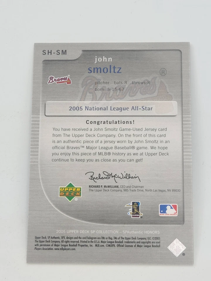 2005 SP Collection SP Authentic Honors SH-SM John Smoltz /130 - Image 2 of 2