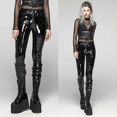 PUNK RAVE Vinyl Obsession Lackhose Damen Schwarz Hoher