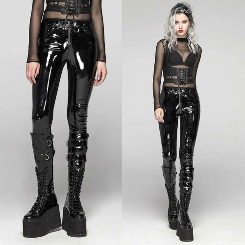 Punk Rave vinilo Obsession charol pantalones negros señora alta comodidad  Shiny PVC Pants | eBay