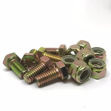 (100) 5/16-18x3/4 Grade 8 Hex Bolts Cap Screws w/ Nylon Insert Lock Nuts Yellow