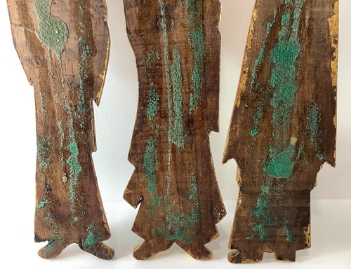 Vtg Hand Carved Wooden Painted 3 Wise Men Christmas Nativity Folk Art Home Decor - Picture 8 of 11