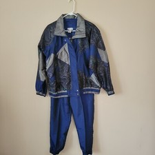 Vintage 90s Y2K Windbreaker Tracksuit Nylon Zip Lavon Blue Multicolor Medium