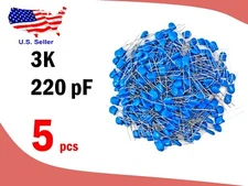 3KV 221 220pF (5 pcs) 0.22nF 0.00022uF Ceramic Capacitors- Free & Fast shipping