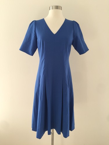 Neu Jcrew Kurzarm V-Ausschnitt Plissee Anzug Arbeit Schlag Kleid Büro blau Gr. 6 - Bild 2 von 7