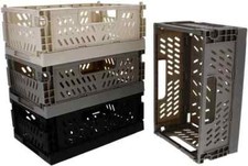 2X Mini Stacking Foldable Crate 22.2 x 15CM Basket With Handles Home Kitchen NEW