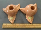 PAIR OF ROYAL HAEGER PINK/PEACH FRUIT LEAF TAPER CANDLESTICK MCM CANDLE HOLDER