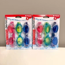 DOLFINO YOUTH SWIMMING TINTED GOGGLES FLEX FRAME UV PROTECTION 3PK LOT X2