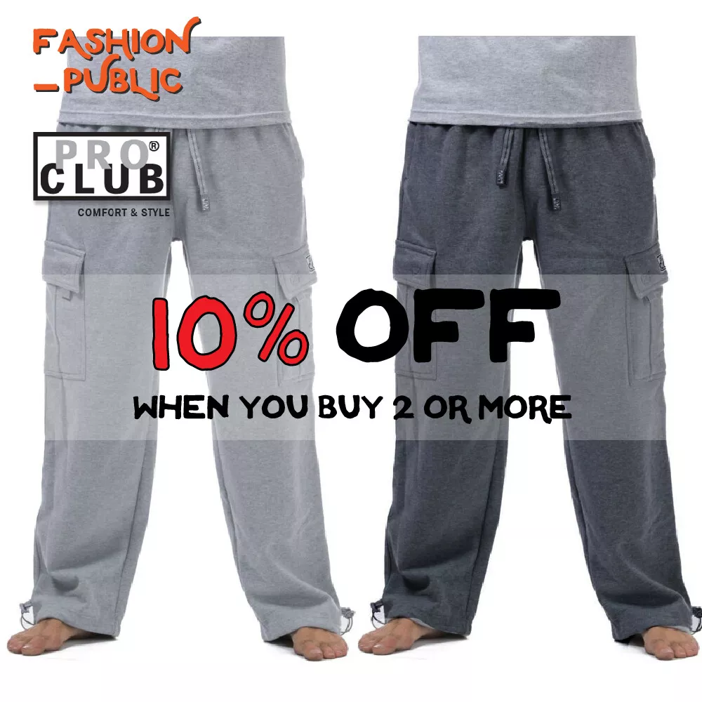 PROCLUB PRO CLUB MENS HEAVYWEIGHT CARGO SWEATPANTS 5 POCKETS FLEECE PANTS  CASUAL