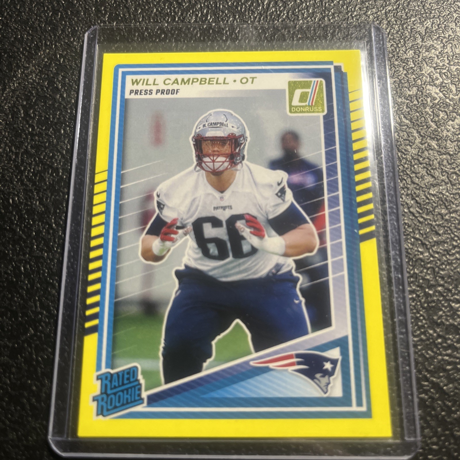 2025 Donruss Football Rated Rookie Will Campbell #345 Press Proof Yellow (RC)