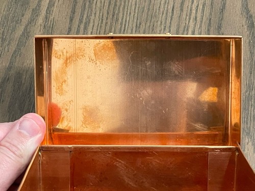 Vintage Copper Brass Recipe Box With Card Dividers B & M Douro Korea 5.5”x3.5”x3 - Picture 15 of 15
