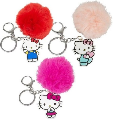 Hello Kitty Schlüsselanhänger Bagclip Pompom Bommel Rosa Rot Pink Anhänger süß  