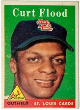 Curt Flood 1958 Topps Rookie Card (RC) #464 (St. Louis Cardinals). rookie card picture