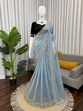 Attractive Look Fendy Silk Saree With Blouse For Wedding  Party Wear