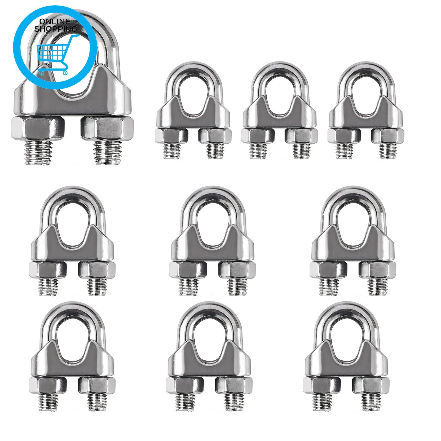 10 Pcs Wire Rope Clamp M4, 304 Stainless Steel U Bolt Saddle Fasteners Heavy Dut